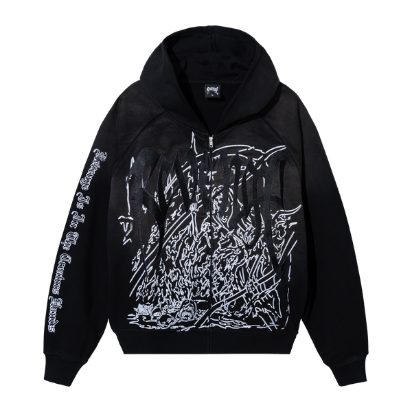 DOOM EMBROIDERED RAGLAN ZIP WASHED BLACK/PURPLE