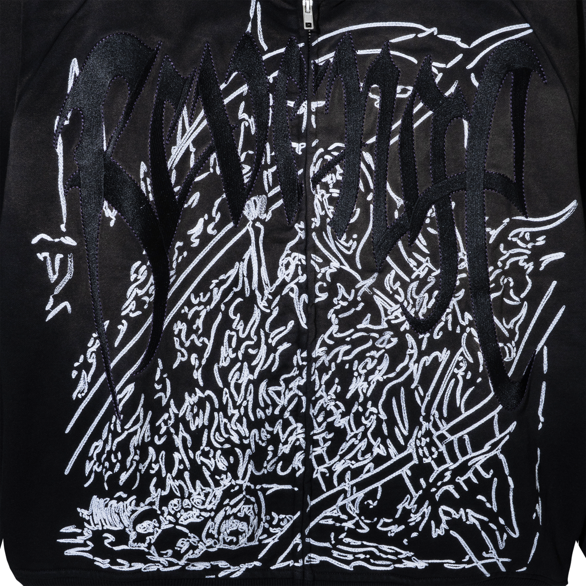 DOOM EMBROIDERED RAGLAN ZIP WASHED BLACK/PURPLE