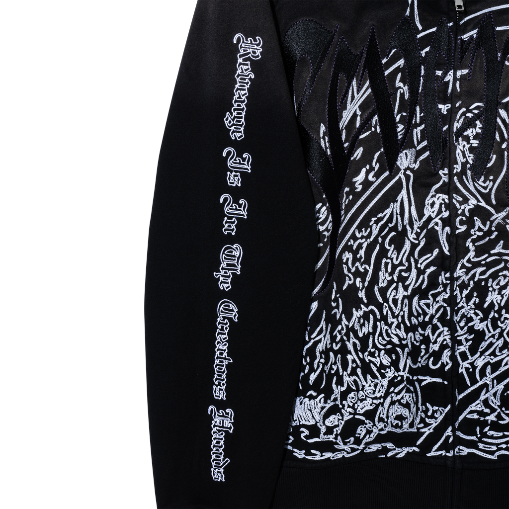 DOOM EMBROIDERED RAGLAN ZIP WASHED BLACK/PURPLE