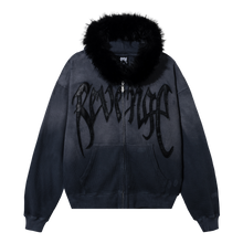 Load image into Gallery viewer, ARCH LOGO THERMAL DISTRESSED FUR ZIP BLACK
