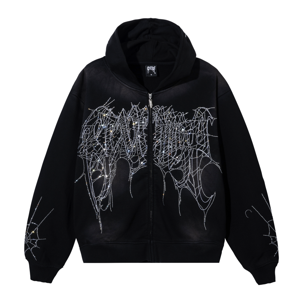 ARACHNID BEJEWELED ZIP WASHED BLACK/CRYSTAL