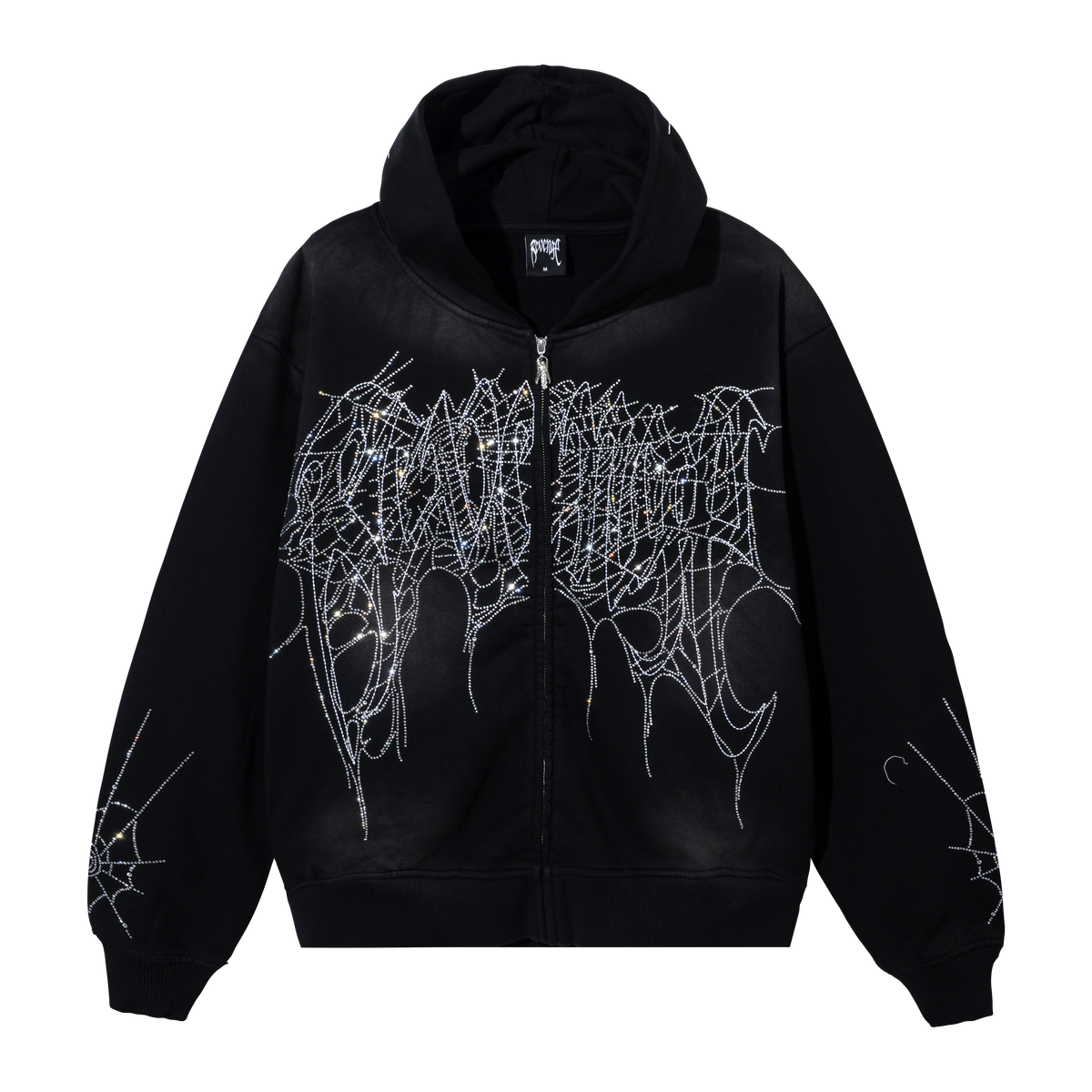 ARACHNID BEJEWELED ZIP WASHED BLACK/CRYSTAL