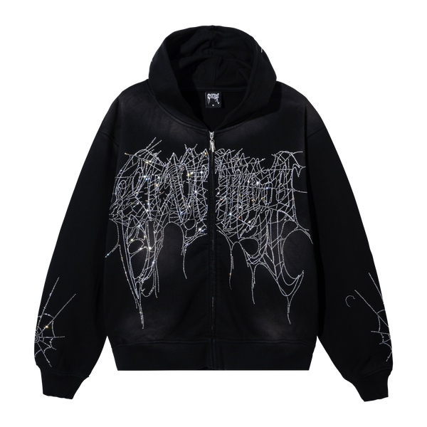 ARACHNID BEJEWELED ZIP WASHED BLACK/CRYSTAL