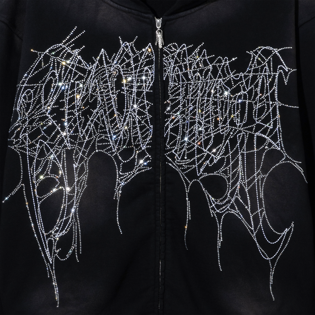 ARACHNID BEJEWELED ZIP WASHED BLACK/CRYSTAL