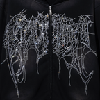 ARACHNID BEJEWELED ZIP WASHED BLACK/CRYSTAL