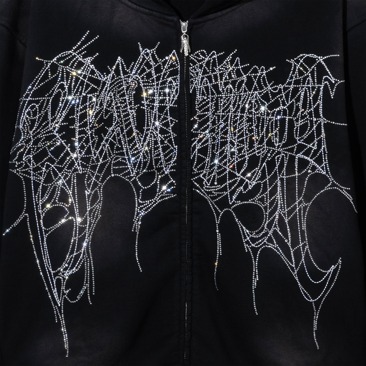 ARACHNID BEJEWELED ZIP WASHED BLACK/CRYSTAL