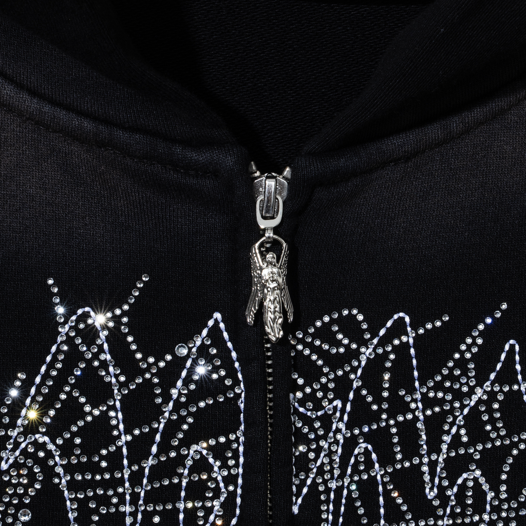 ARACHNID BEJEWELED ZIP WASHED BLACK/CRYSTAL