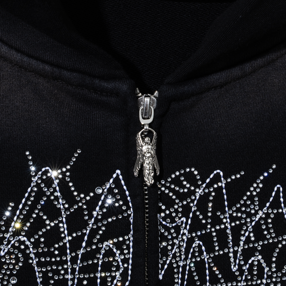 ARACHNID BEJEWELED ZIP WASHED BLACK/CRYSTAL