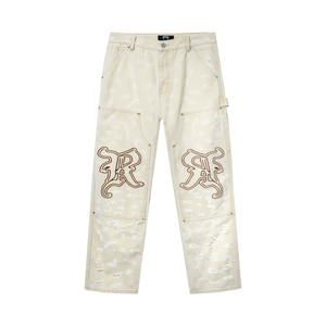 DISTRESSED R CARPENTER PANT CREAM