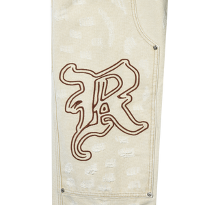 DISTRESSED R CARPENTER PANT CREAM