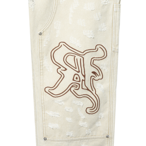 DISTRESSED R CARPENTER PANT CREAM