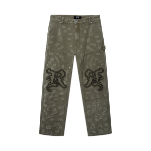 DISTRESSED R CARPENTER PANT OLIVE