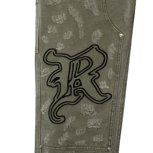 DISTRESSED R CARPENTER PANT OLIVE