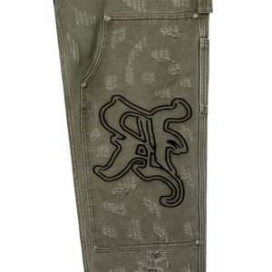 DISTRESSED R CARPENTER PANT OLIVE