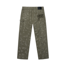 Load image into Gallery viewer, DISTRESSED R CARPENTER PANT OLIVE

