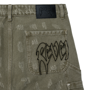 DISTRESSED R CARPENTER PANT OLIVE