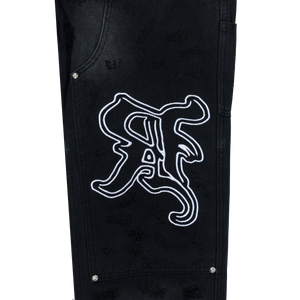 DISTRESSED R CARPENTER PANT WASHED BLACK
