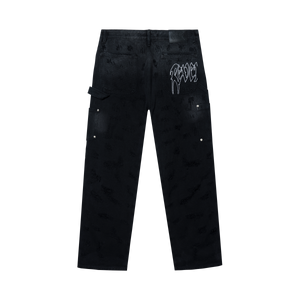 DISTRESSED R CARPENTER PANT WASHED BLACK