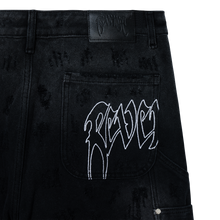 Load image into Gallery viewer, DISTRESSED R CARPENTER PANT WASHED BLACK
