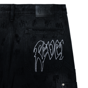 DISTRESSED R CARPENTER PANT WASHED BLACK
