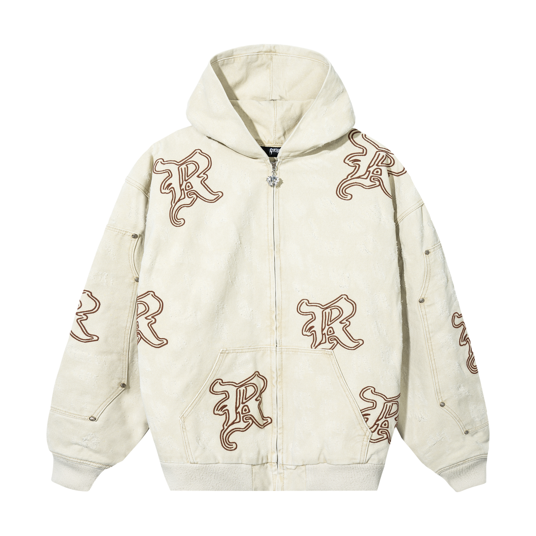DISTRESSED R CARPENTER WORK JACKET CREAM