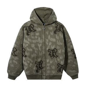 DISTRESSED R CARPENTER WORK JACKET OLIVE