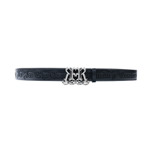 Load image into Gallery viewer, TWIN BAROQUE EMBOSSED LEATHER BELT BLACK
