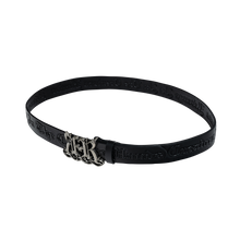 Load image into Gallery viewer, TWIN BAROQUE EMBOSSED LEATHER BELT BLACK
