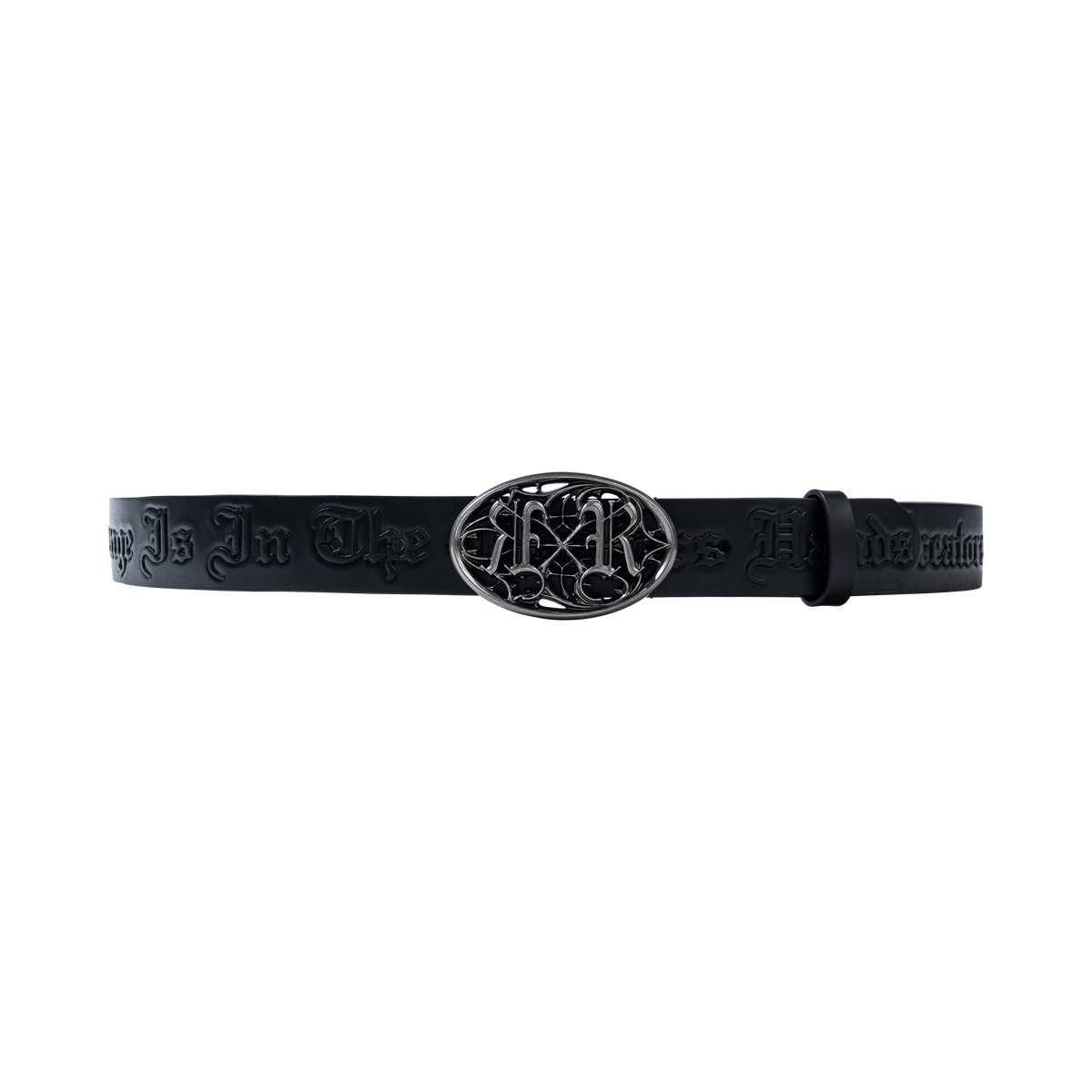 ROSE EMBOSSED LEATHER BELT BLACK