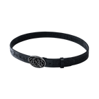 ROSE EMBOSSED LEATHER BELT BLACK