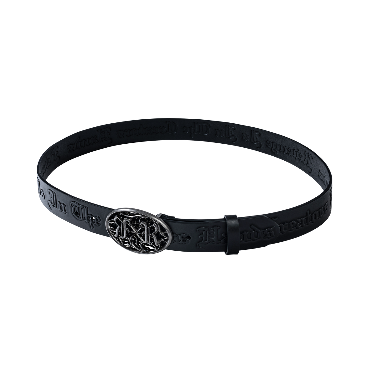 ROSE EMBOSSED LEATHER BELT BLACK