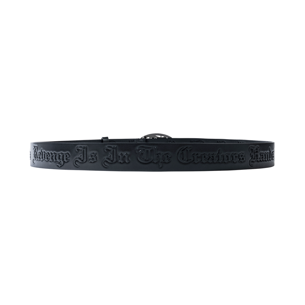 ROSE EMBOSSED LEATHER BELT BLACK