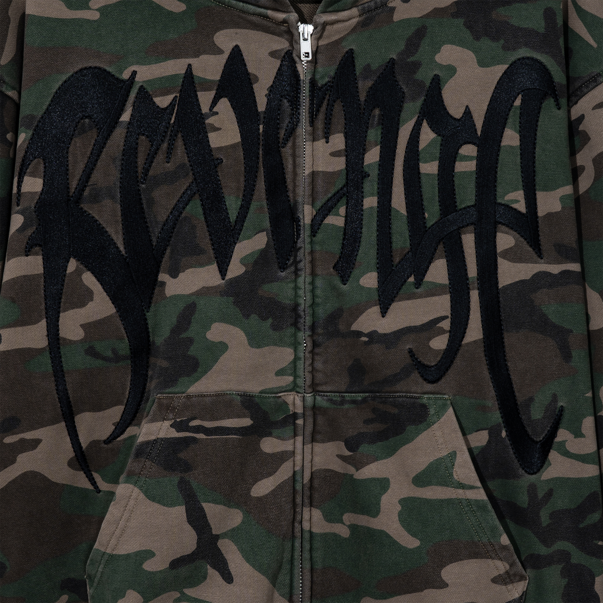 EMBROIDERED ARCH LOGO ZIP GREEN CAMO/BLACK
