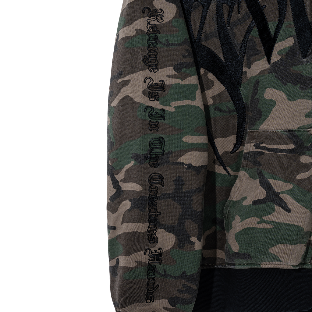 EMBROIDERED ARCH LOGO ZIP GREEN CAMO/BLACK