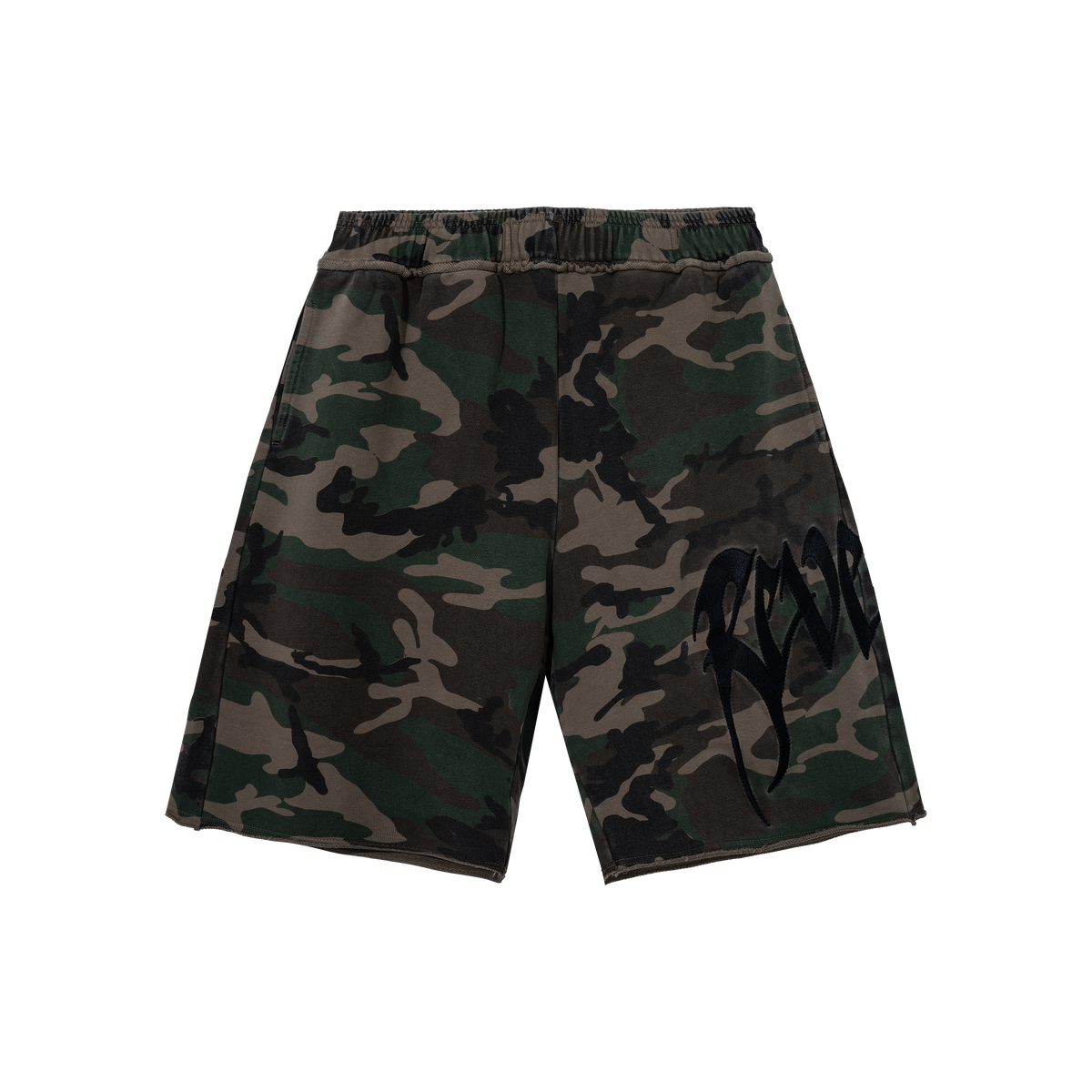 EMBROIDERED ARCH LOGO SWEATSHORTS GREEN CAMO/BLACK