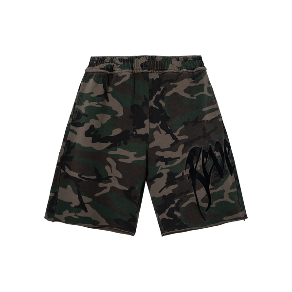EMBROIDERED ARCH LOGO SWEATSHORTS GREEN CAMO/BLACK