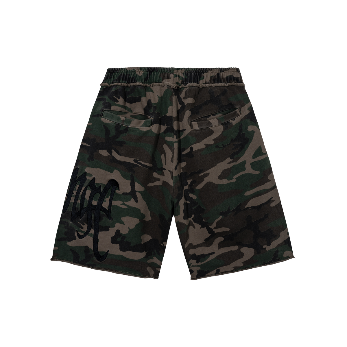 EMBROIDERED ARCH LOGO SWEATSHORTS GREEN CAMO/BLACK