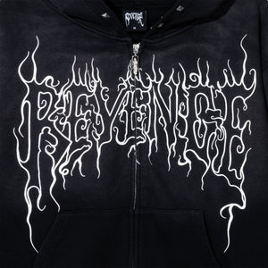 CRADLE OF BONES STUDDED ZIP WASHED BLACK