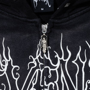 CRADLE OF BONES STUDDED ZIP WASHED BLACK