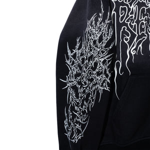 CRADLE OF BONES STUDDED ZIP WASHED BLACK