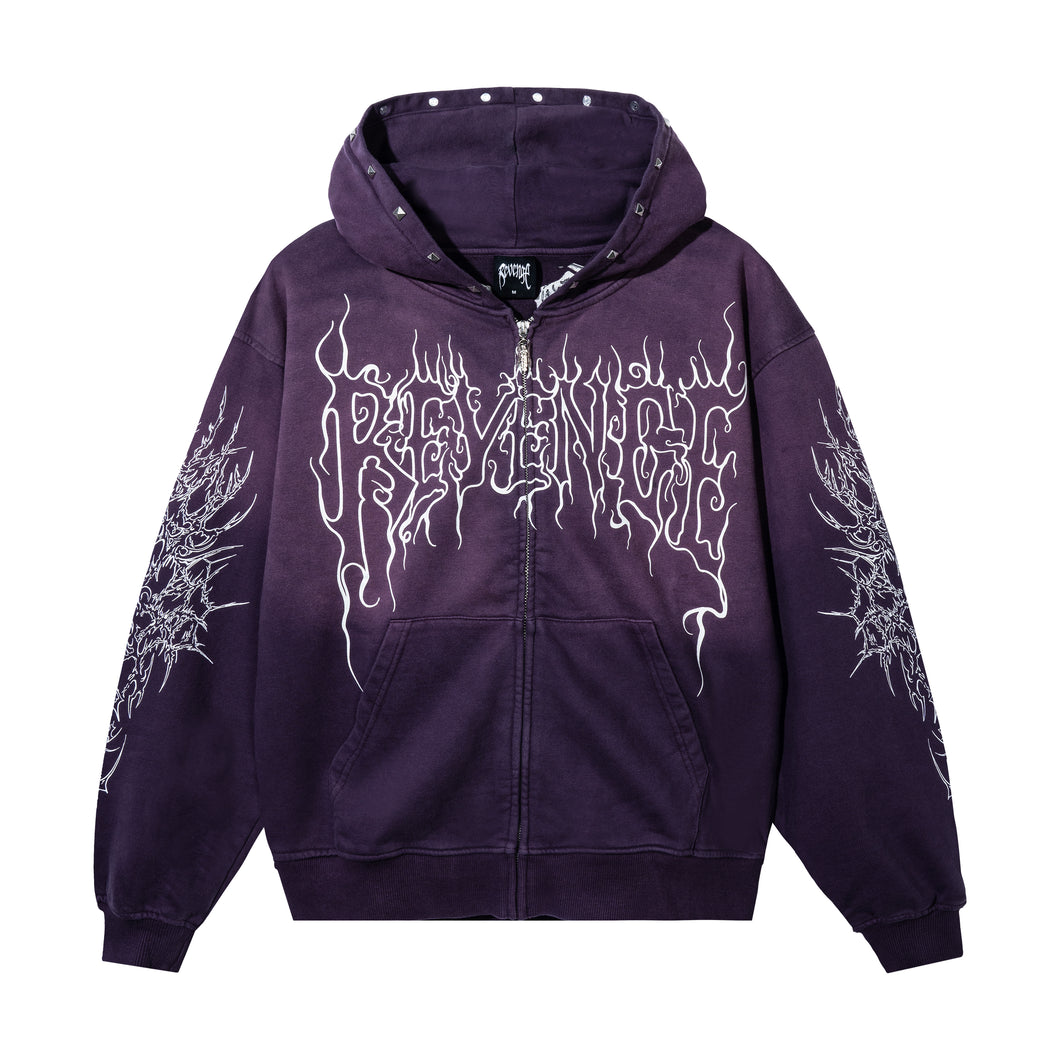 CRADLE OF BONES STUDDED ZIP WASHED PURPLE