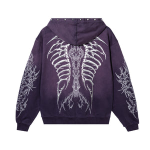 CRADLE OF BONES STUDDED ZIP WASHED PURPLE