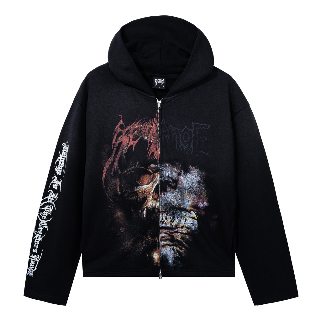 HEAVY METAL SPLIT ZIP WASHED BLACK