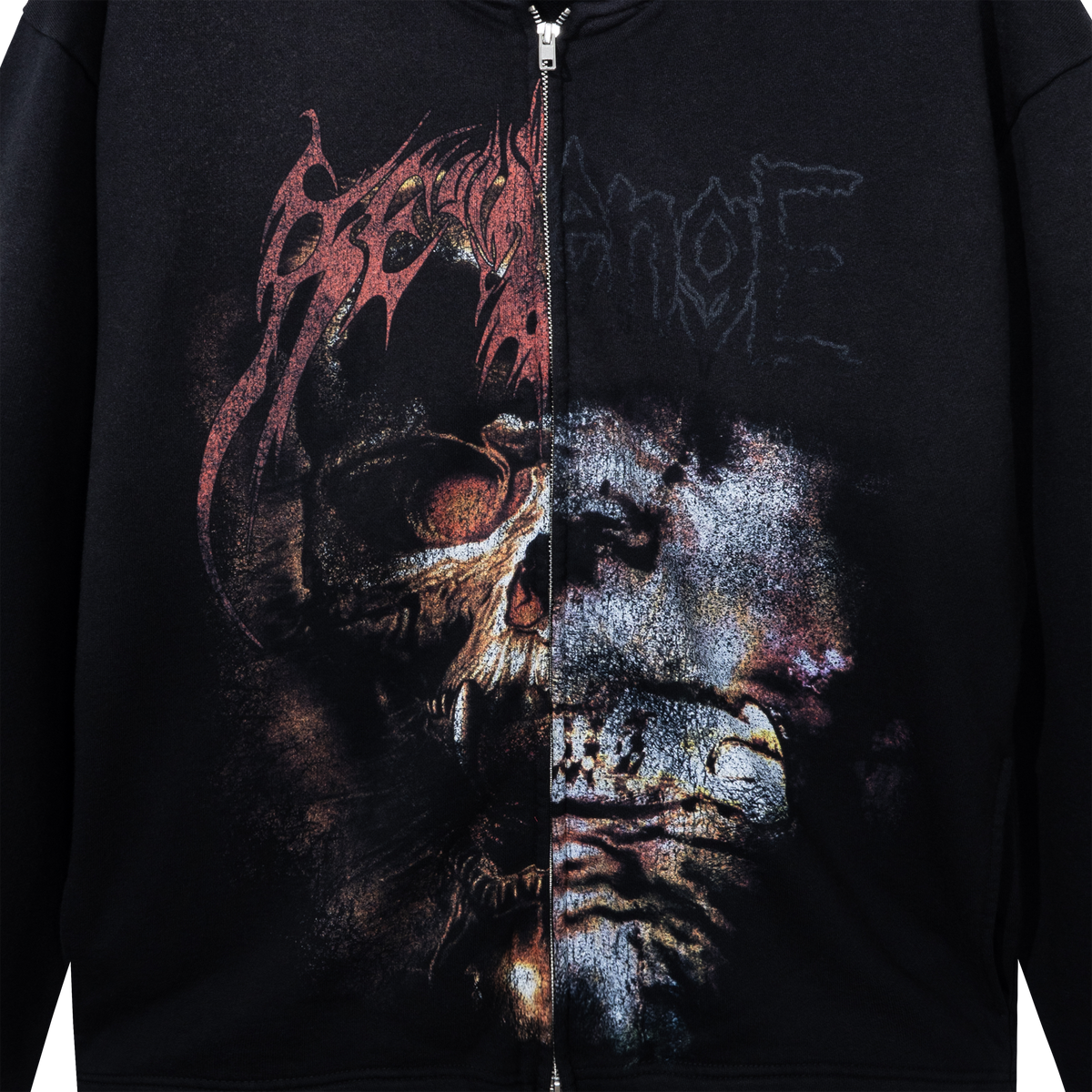 HEAVY METAL SPLIT ZIP WASHED BLACK