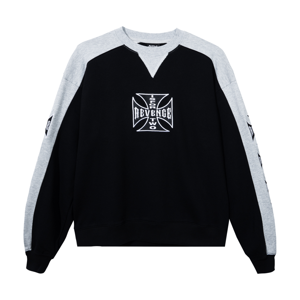 CHOPPER EMBROIDERED CREWNECK BLACK/HEATHER GREY