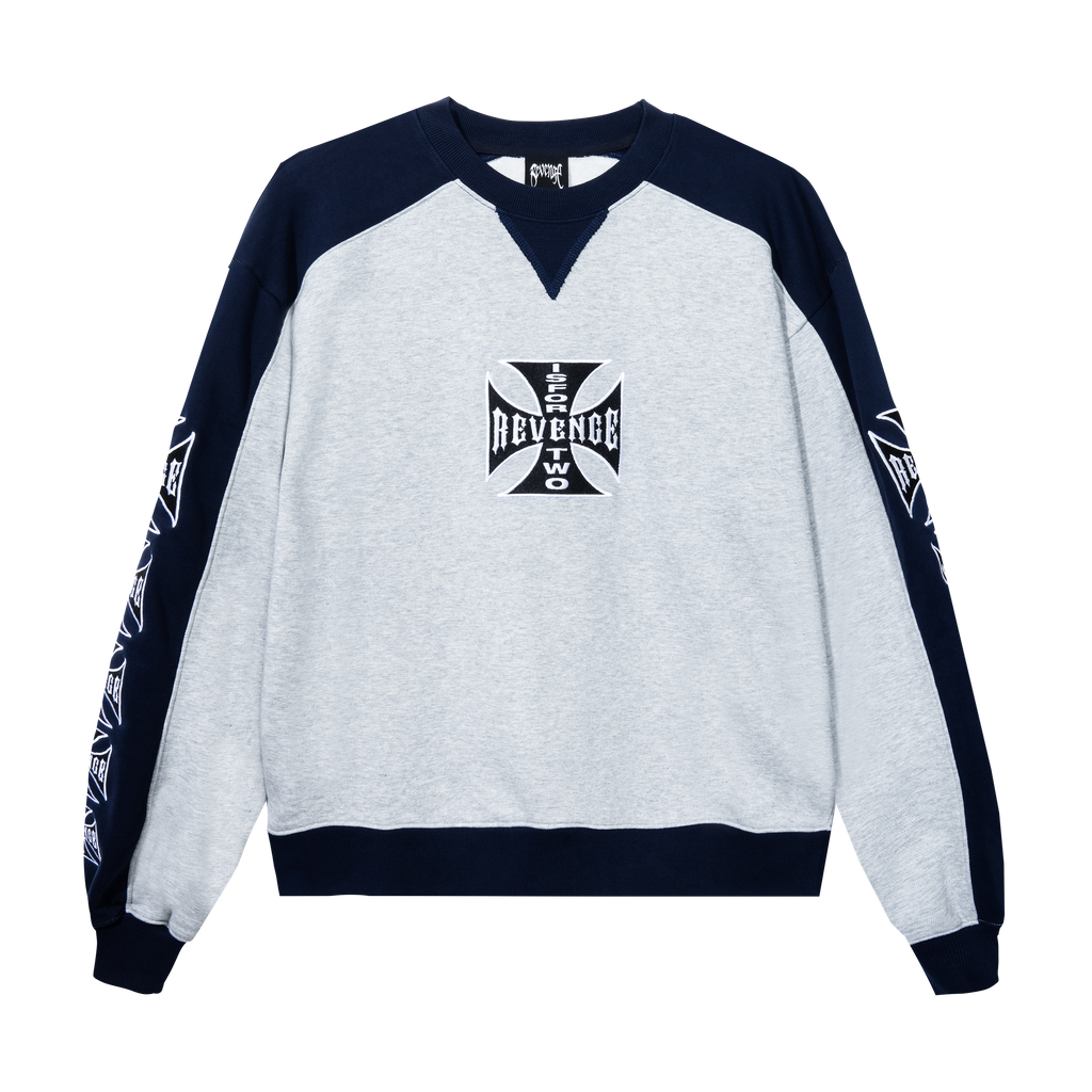 CHOPPER EMBROIDERED CREWNECK HEATHER GREY/NAVY
