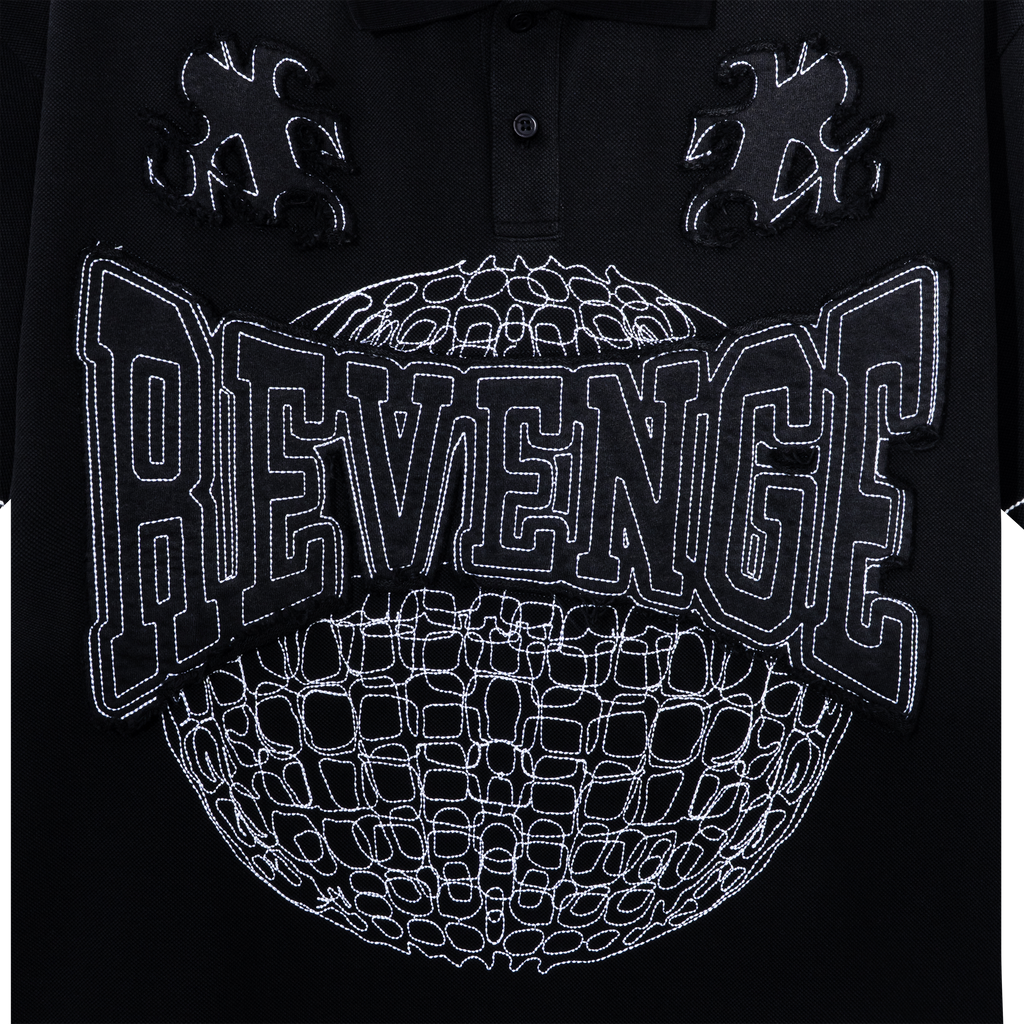 DESOLATE EMBROIDERED POLO WASHED BLACK