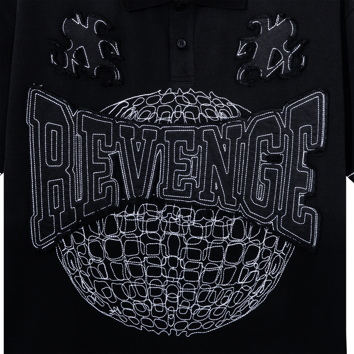DESOLATE EMBROIDERED POLO WASHED BLACK