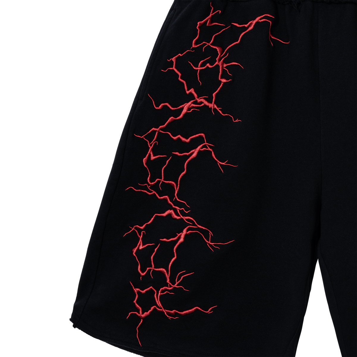 LIGHTNING LOGO EMBROIDERED SWEATSHORTS BLACK/RED