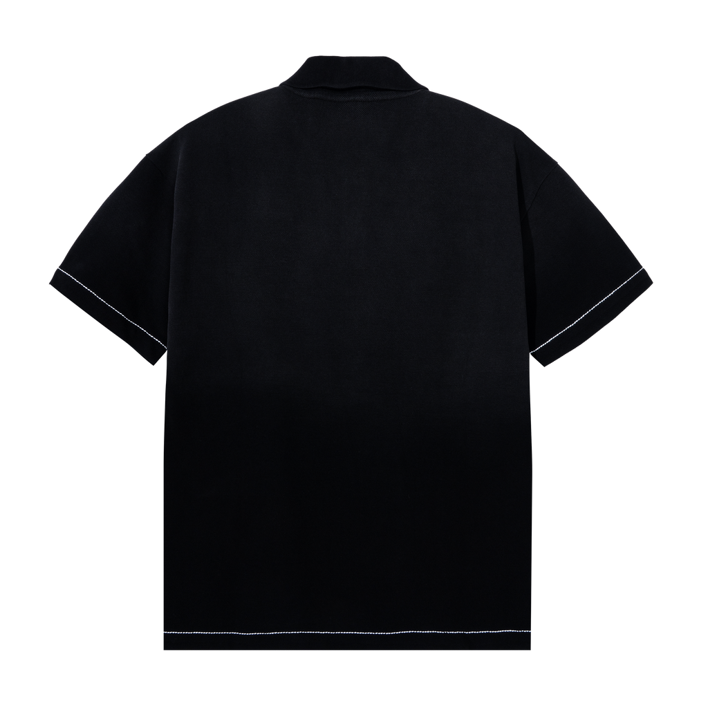 DESOLATE EMBROIDERED POLO WASHED BLACK